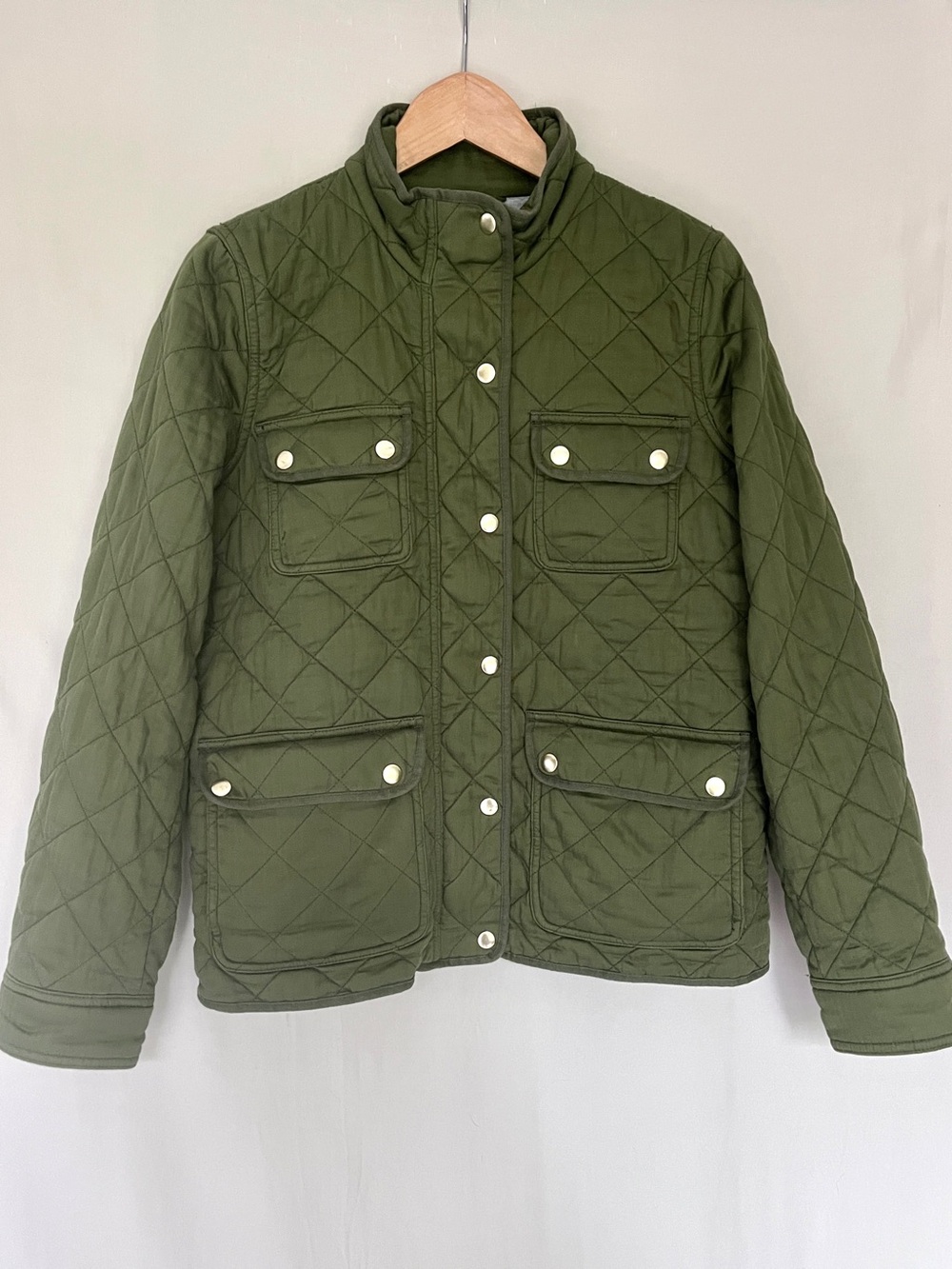 J.Crew Quilted Utility Jacket Olive Green Cotton Field Jacket M